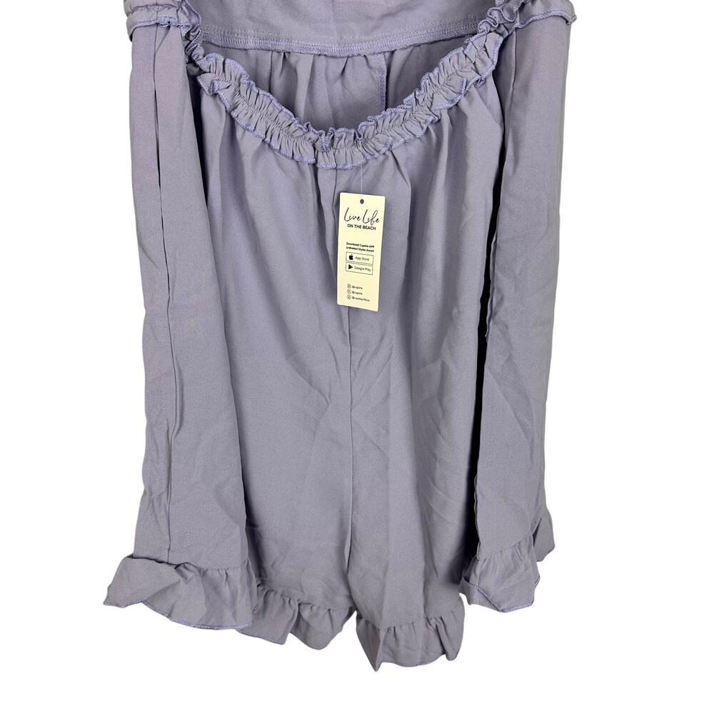 Cupshe Lavender Sleeveless V-Neck Ruffle Hem Romper Large NWT Festival Vacation - Picture 8 of 12